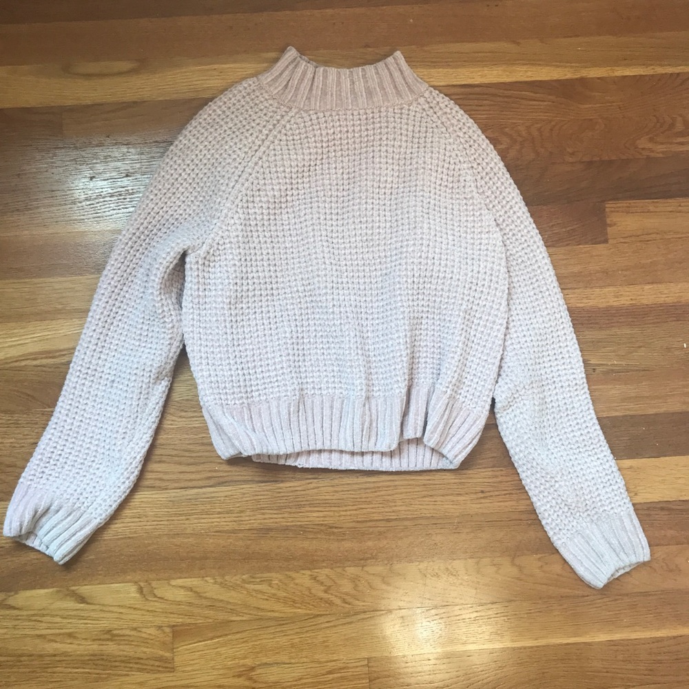 h&m divided soft pink mock neck sweater